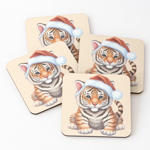 Item preview, Baby tiger with Santa hat designed and sold by MAV-Arts.