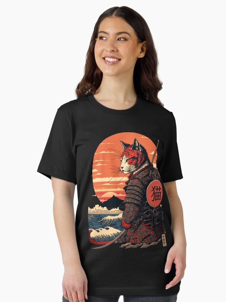 Thumbnail 1 of 7, Essential T-Shirt, Ukiyo e Samurai Cat designed and sold by TheSamuraiCat.