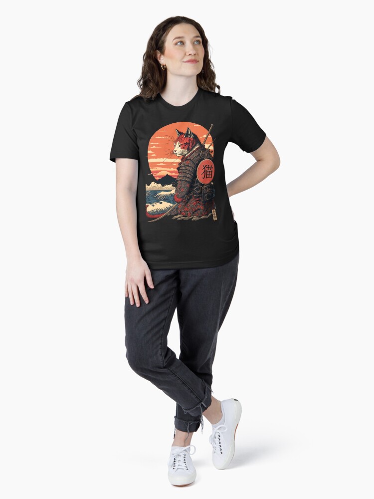 Thumbnail 4 of 7, Essential T-Shirt, Ukiyo e Samurai Cat designed and sold by TheSamuraiCat.