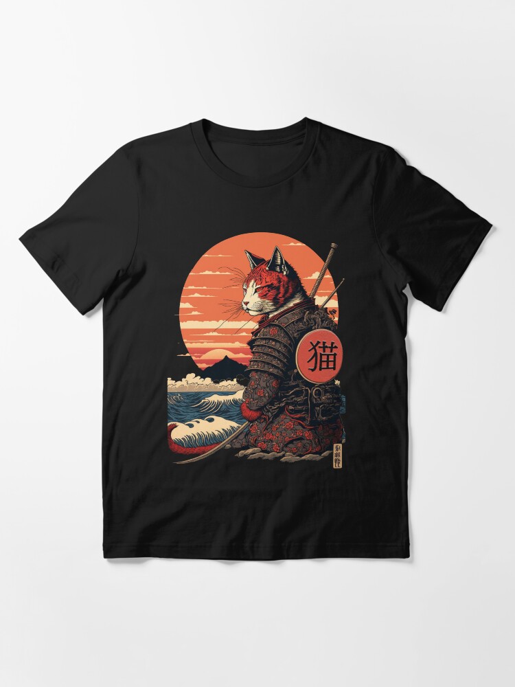 Thumbnail 3 of 7, Essential T-Shirt, Ukiyo e Samurai Cat designed and sold by TheSamuraiCat.
