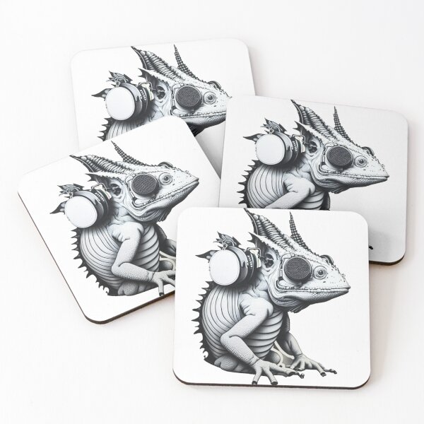 Item preview, Weird Looking Black & White Cyborg Lizard/Chameleon designed and sold by Styxiann.