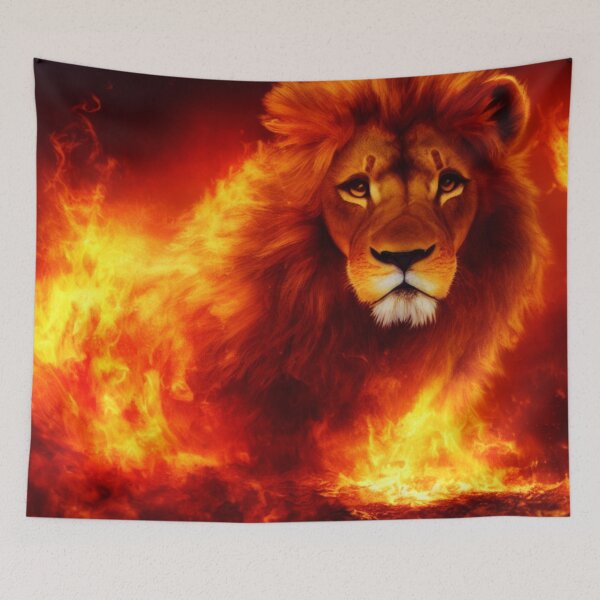 Item preview, Lion Surrounded by Red Flames and Fire designed and sold by DesignerKin.