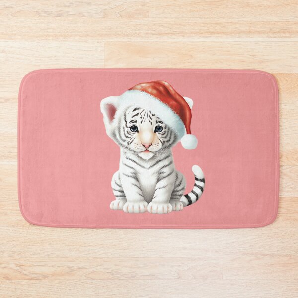 Item preview, White baby tiger with Santa hat designed and sold by MAV-Arts.