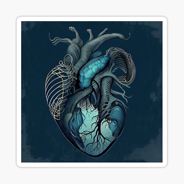 Beautiful Morbidity Oceanic Marine Biology and Anatomy Art Teal Blue Sticker