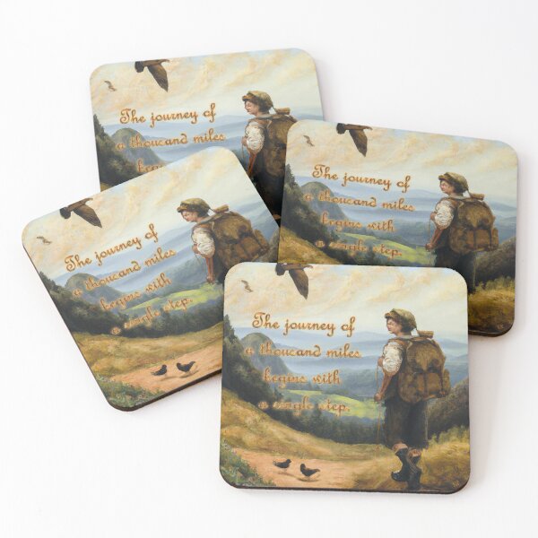 Item preview, The Journey of a Thousand Miles Begins with a Single Step - Painting of a hiker starting his travels on the trail.  designed and sold by BBTravels.