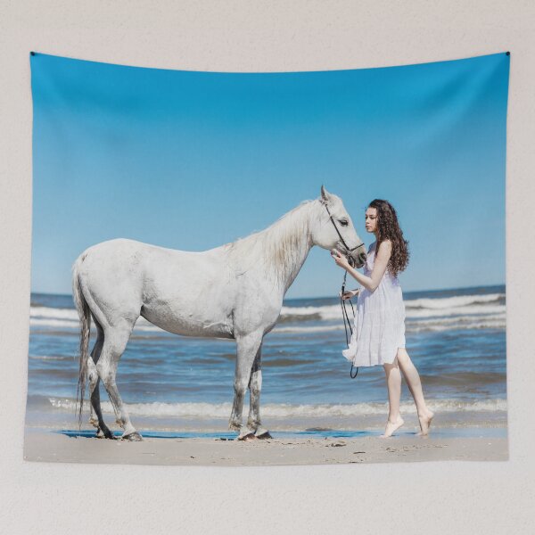 Item preview, Beautiful woman bonding with her white horse designed and sold by HofTao.