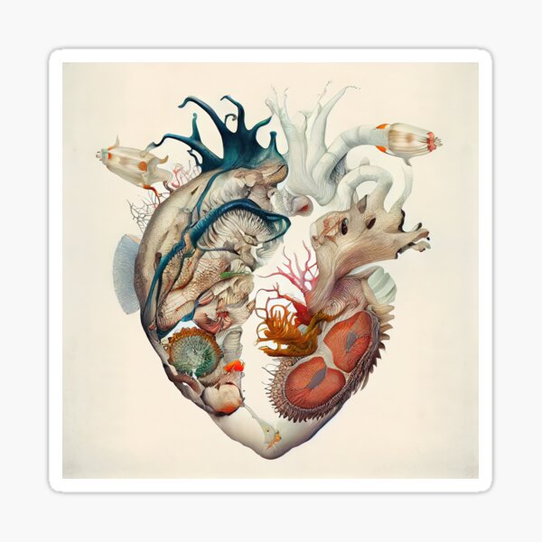Beautiful Morbidity Oceanic Marine Biology and Anatomy Art Heart Sticker