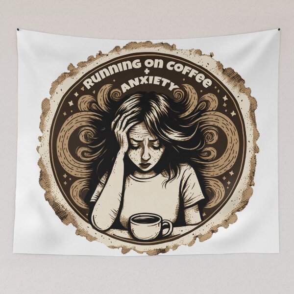 Item preview, Running on Coffee and Anxiety designed and sold by JigglePeek.