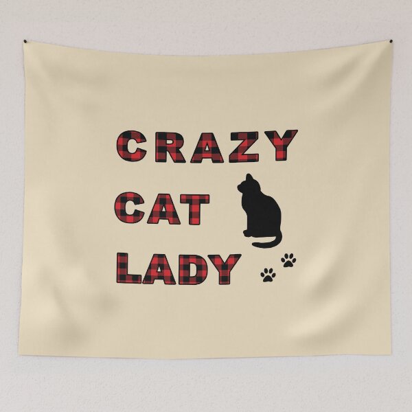 Aperçu de l'œuvre Crazy Cat Lady Buffalo Plaid Citation drôle créée et vendue par LindaCooke.