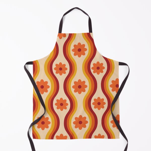 Item preview, Retro 70s Groovy orange flowers pattern on ogee waves designed and sold by Yasminepatterns .