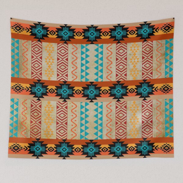 Item preview, Southwestern Aztec In Blue, Orange Shades And Browns designed and sold by handsoftime2020.