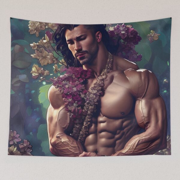 Item preview, Strong Floral Hunk With Long Hair designed and sold by withdiamonds.