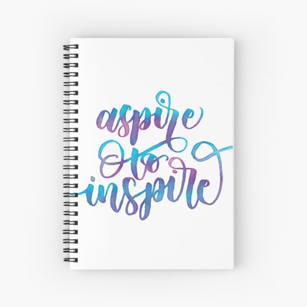 Aspire To Inspire Watercolor Blended Brush Calligraphy Spiral Notebook