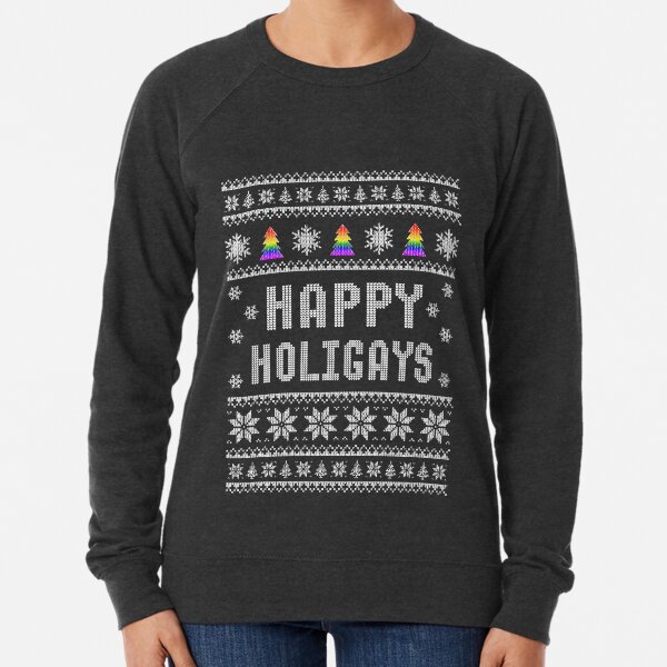LGBT Gay Pride Happy Holigays (Happy Holidays) Ugly Christmas Sweater Pattern Lightweight Sweatshirt