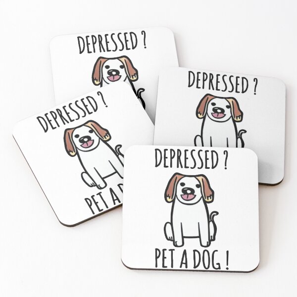 Item preview, Depressed ? Pet a Dog ! Funny Dog Quote designed and sold by EnzoVectorism.
