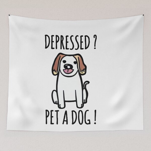 Item preview, Depressed ? Pet a Dog ! Funny Dog Quote designed and sold by EnzoVectorism.