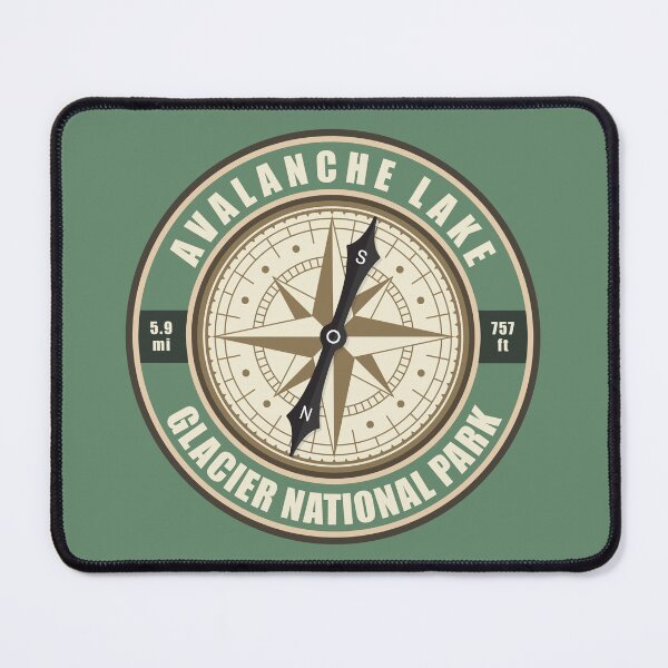 Item preview, Avalanche Lake Trail Montana Compass Hiking Badge designed and sold by KrisSidDesigns.