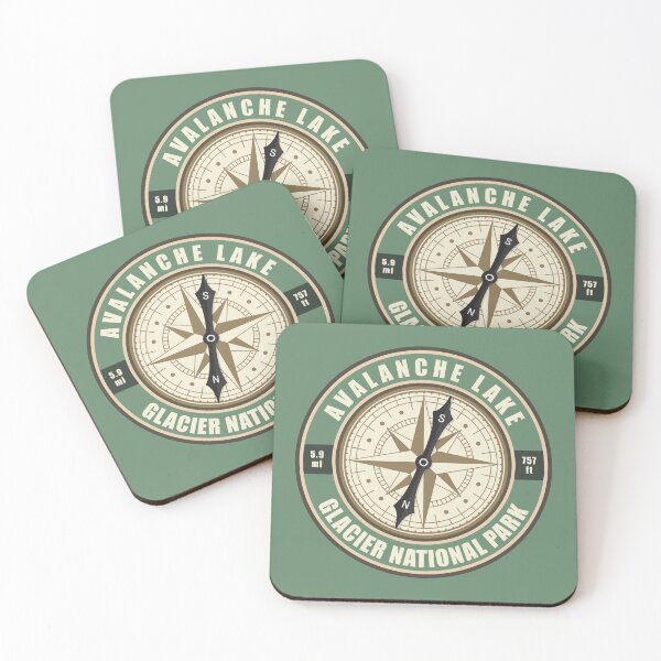 Item preview, Avalanche Lake Trail Montana Compass Hiking Badge designed and sold by KrisSidDesigns.
