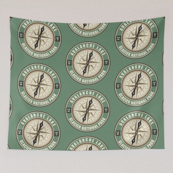 Item preview, Avalanche Lake Trail Montana Compass Hiking Badge designed and sold by KrisSidDesigns.