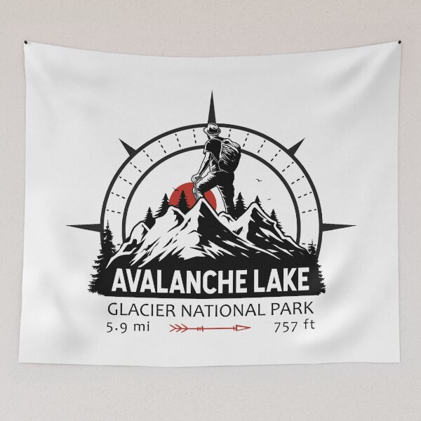 Item preview, Avalanche Lake Trail Montana Hiker Compass designed and sold by KrisSidDesigns.