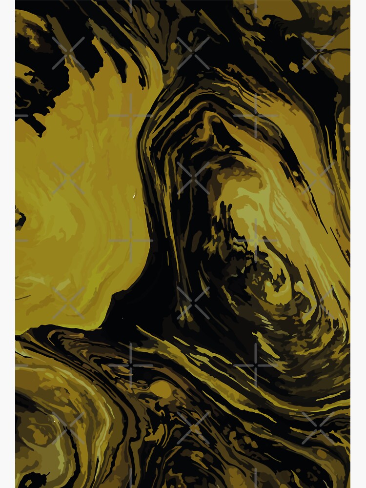 "yellow and black marble abstract painting " Sticker for Sale by Safael