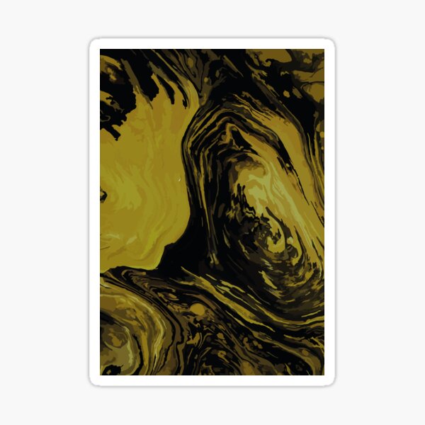 "yellow and black marble abstract painting " Sticker for Sale by Safael