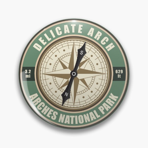 Item preview, Delicate Arch Trail Utah Compass Hiking Badge designed and sold by KrisSidDesigns.
