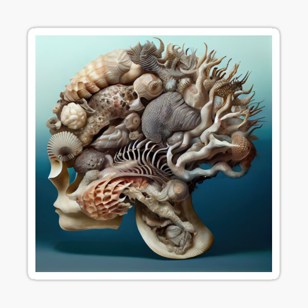 Gorgeous Neuroanatomy + Marine Sea Shells Ocean Brain Sticker