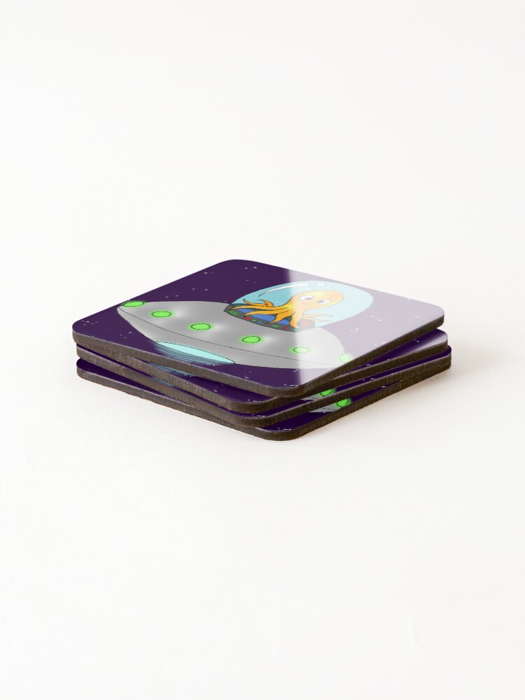 Thumbnail 4 of 5, Coasters (Set of 4), Space Octopus designed and sold by RayRayViolet.