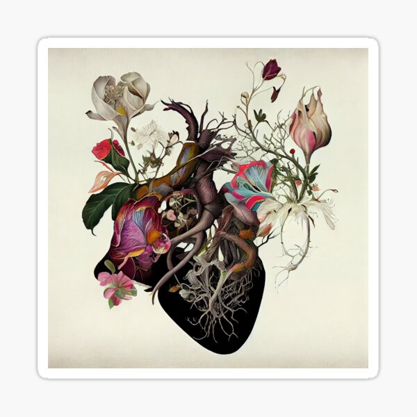 Beautiful Blossoming Cardiac Anatomy Art and Botanical Art Sticker