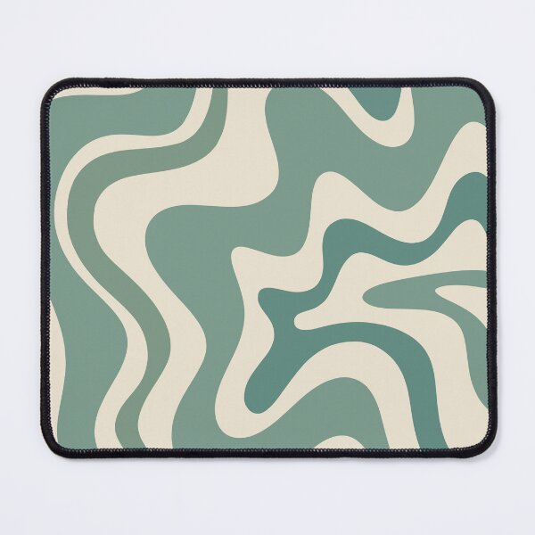 Item preview, Retro Liquid Swirl Abstract Pattern in Eucalyptus Sage Green and Cream Beige designed and sold by kierkegaard.