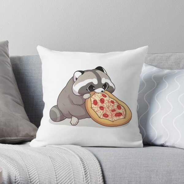Pizza Raccoon Throw Pillow