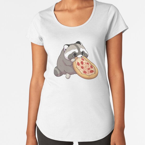Pizza-Waschbär Premium Rundhals-Shirt