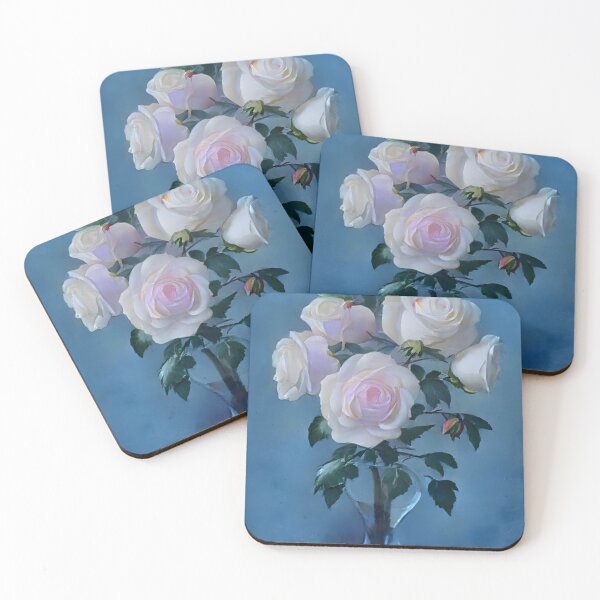Item preview, Rosas rosas blancas en un jarrón de cristal designed and sold by DiscoGypsyFish.