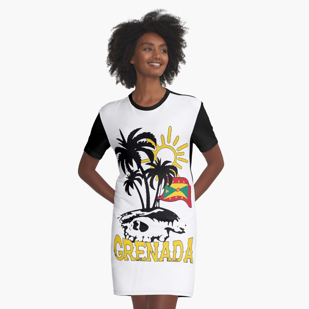 Download "Grenada Island - Coat of Arms - Flag Design - Caribbean - South Sea" Graphic T-Shirt Dress by ...