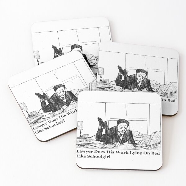 Item preview, Lawer does his work lying on bed like schoolgirl poster designed and sold by katel1313.