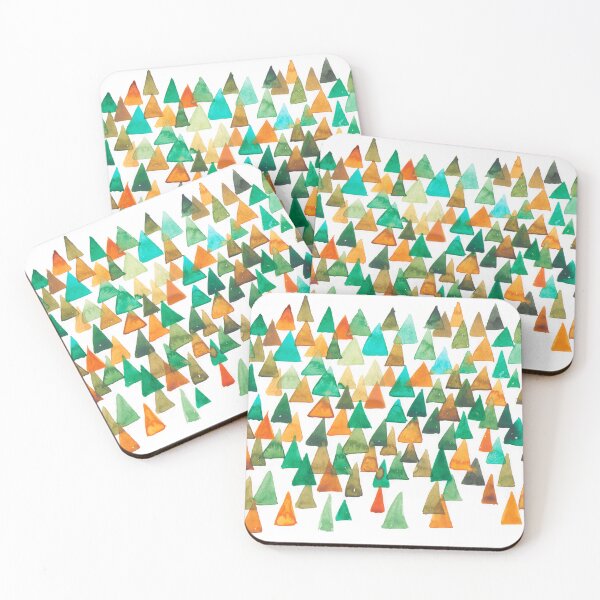 Item preview, Forest of triangles in orange and emerald watercolor designed and sold by AbbyLedGar.