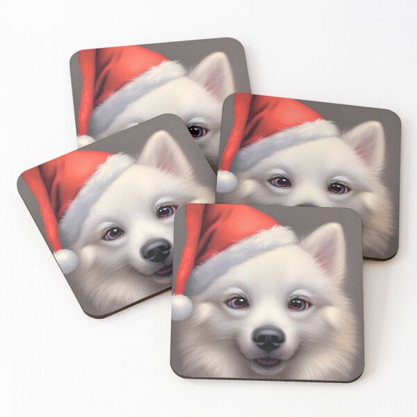 Item preview, Christmas American Eskimo Dog Wearing A Santa Hat designed and sold by ZenEverAI.