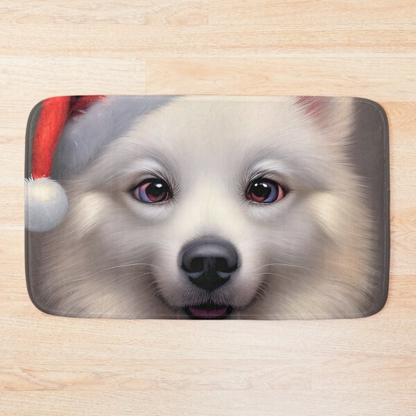 Item preview, Christmas American Eskimo Dog Wearing A Santa Hat designed and sold by ZenEverAI.