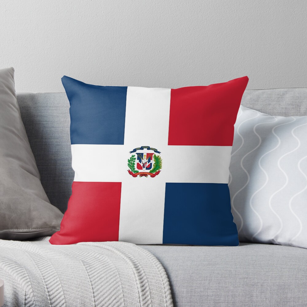 Pillow Decorative Throw Dominican Republic Flags Black Blocks