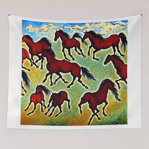 Item preview, horses running in a field designed and sold by David-Howells.