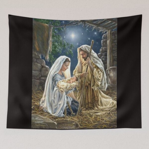 Item preview, Mary Joseph And Baby Jesus Starry Night designed and sold by Rowena Jones.