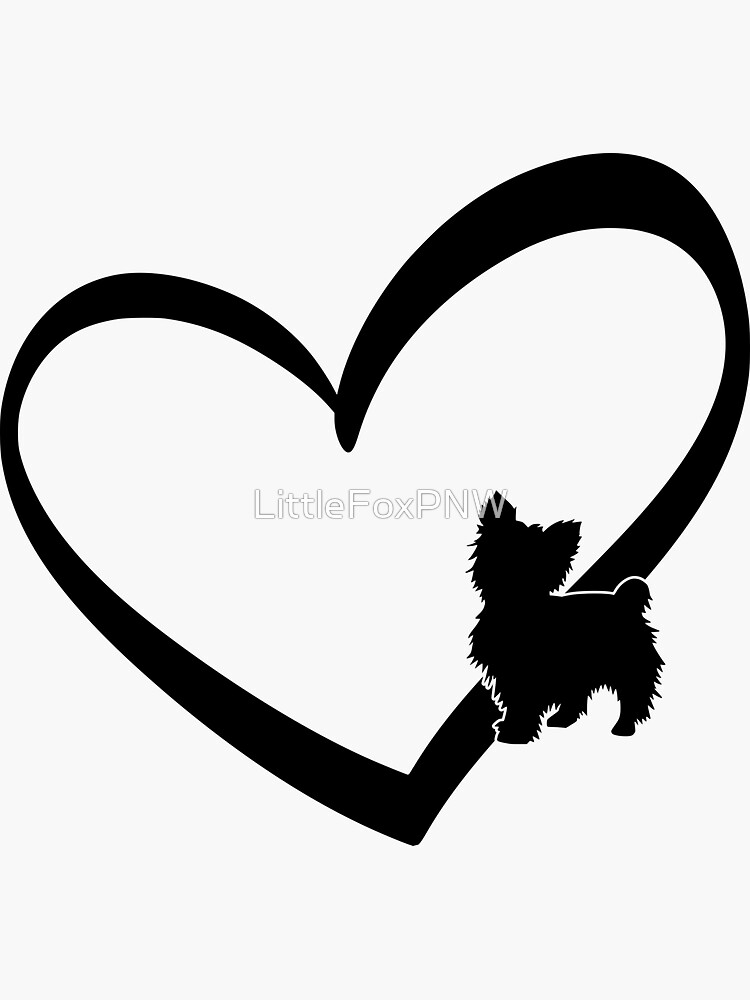 "Yorkie Heart" Sticker for Sale by LittleFoxPNW Redbubble
