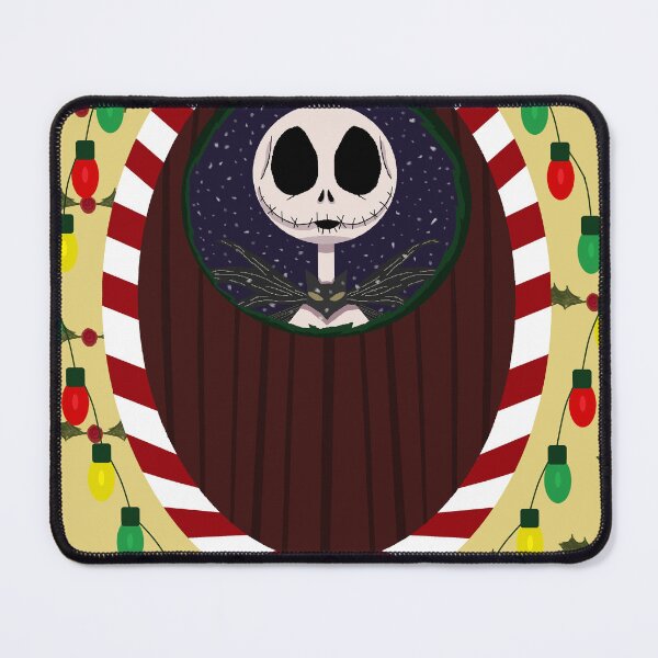 Item preview, jack looking inside christmas house with hollyberry wallpaper designed and sold by Soulfate.