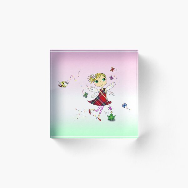 Cute Fairy Cartoon - Little Girls Dream Acrylic Block