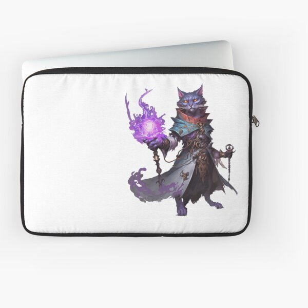 Meet Necromancer Cat! – Dungeons and Dragons Style Merchandise (No Background) Laptop Sleeve
