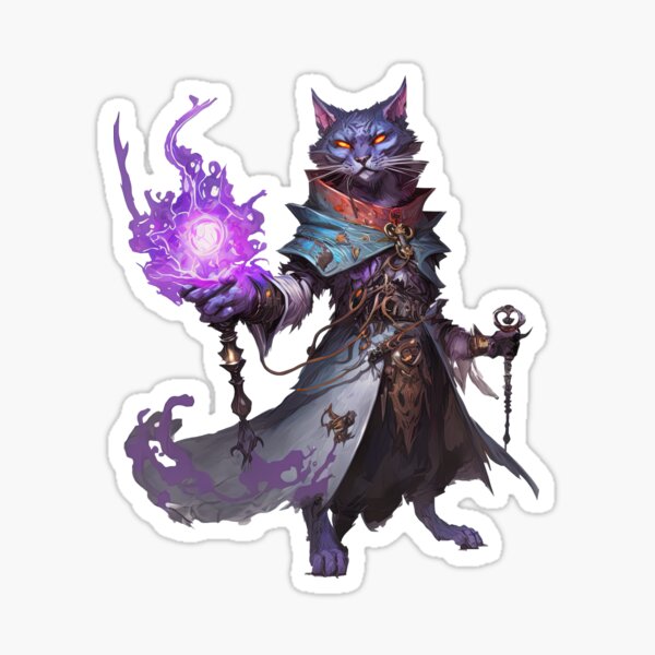 Meet Necromancer Cat!  – Dungeons and Dragons Style Merchandise (No Background) Sticker