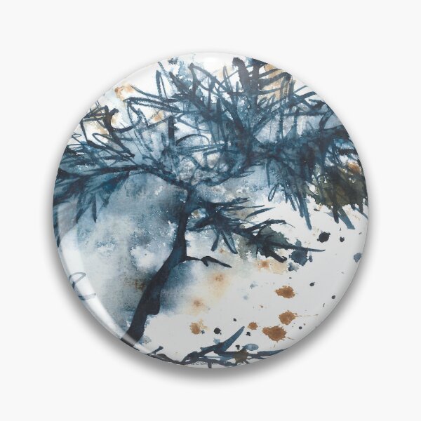 Item preview, Calm blue cool abstract watercolor landscape, tree designed and sold by anaozzart.