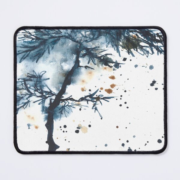 Item preview, Calm blue cool abstract watercolor landscape, tree designed and sold by anaozzart.