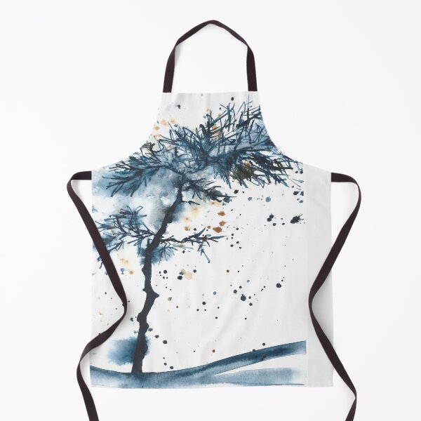 Item preview, Calm blue cool abstract watercolor landscape, tree designed and sold by anaozzart.